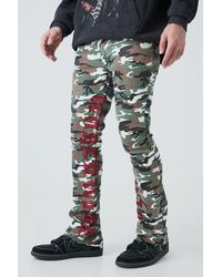 BoohooMAN - Skinny Stretch Stacked Camo Embroidered Gusset Jeans - Lyst