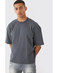Boohoo - Oversized Boxy Extended Neck Heavyweight Ribbed T-shirt - Lyst