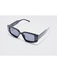 BoohooMAN - Chunky Rectangle Sunglasses In Black - Lyst