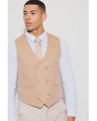 BoohooMAN - Textured Double Breasted Waistcoat - Lyst