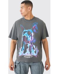 BoohooMAN - Oversized Extended Neck Dog Graphic Wash T-shirt - Lyst