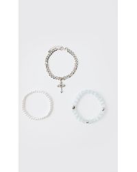 BoohooMAN - Mock Pearl Bracelet 3 Pack - Lyst