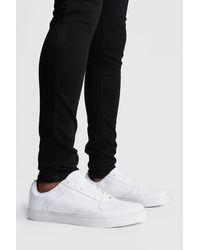 BoohooMAN Lace Up Perforated Toe Trainer - Weiß