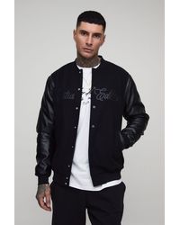 BoohooMAN - Tall Tonal Limited Edition Melton Regular Fit Bomber Jacket - Lyst