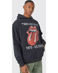 BoohooMAN - Oversized Rolling Stones Tour License Hoodie - Lyst
