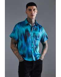 BoohooMAN - Short Sleeve Boxy Satin Tie Dye Shirt - Lyst