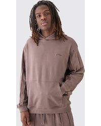 BoohooMAN - Oversized Raw Seam Signature Embroidered Hoodie - Lyst