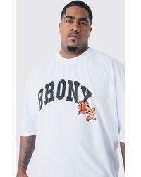 BoohooMAN - Plus Oversized Boxy Extended Neck Bronx T-shirt - Lyst