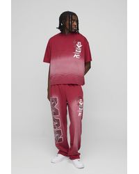 BoohooMAN - Oversized Man Washed T-shirt & Jogger Long Set - Lyst
