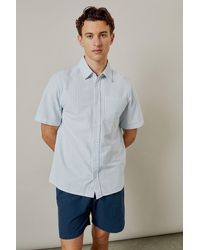 BoohooMAN - Light Blue Oxford Stripe Short Sleeve Shirt - Lyst