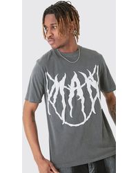 Boohoo - Tall Core Chain Puff Print T-shirt In Grey - Lyst