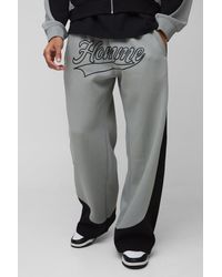 BoohooMAN - Wide Leg Colour Block Homme Printed Sweatpants - Lyst