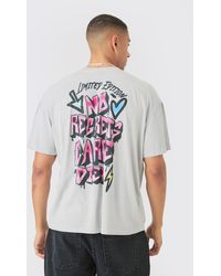 BoohooMAN - Oversized No Regrets Graffiti Wash T-shirt - Lyst