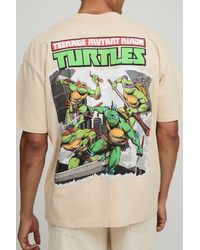 BoohooMAN - Sand Oversized Extended Neck Teenage Mutant Ninja Turtles License Graphic T Shirt - Lyst