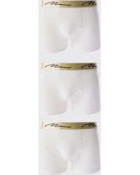 BoohooMAN - 3 Pack Man Signature Gold Waistband Boxers In White - Lyst