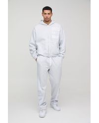 BoohooMAN - Kastiger Oversize Moto-Trainingsanzug mit Reißverschluss und Kapuze - Lyst