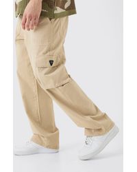 BoohooMAN - Fixed Waist Cargo Zip Pants With Rubberised Tab - Lyst