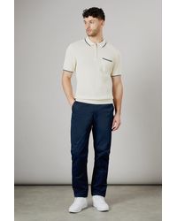 BoohooMAN - Navy Half Elasticated Waist Slim Fit Chinos - Lyst