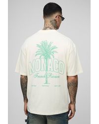 BoohooMAN - Tall Oversize T-Shirt mit Monaco Palmen-Print - Lyst