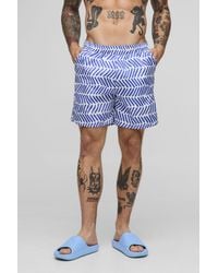 BoohooMAN - Pattern Printed Mid Length Swim Trunks - Lyst
