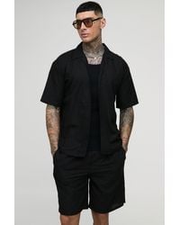 BoohooMAN - Tall Short Sleeve Oversized Linen Shirt & Short Set - Lyst