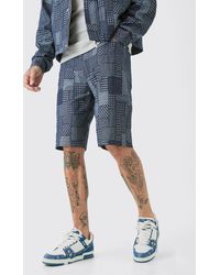 BoohooMAN - Tall Relaxed Patch Work Denim Shorts - Lyst