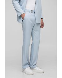 BoohooMAN - Slim Flare Waistband Detail Suit Pants - Lyst