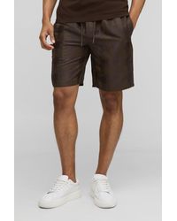 BoohooMAN - Elasticated Waist Relaxed Fit Satin Textured Shorts - Lyst