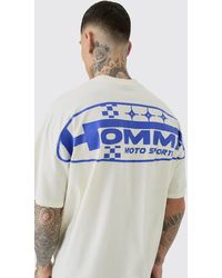 BoohooMAN - Tall Moto Sports Graphic T-shirt In Ecru - Lyst