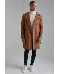 Mens Clothing Coats Raincoats and trench coats Valentino Double-breasted Silk Coat in Brown for Men 