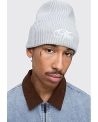 BoohooMAN - Embroidered Beanie - Lyst