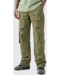 BoohooMAN - Tall Fixed Relaxed Fit Twill Cargo Trousers - Lyst