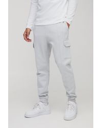 BoohooMAN - Slim Fit Heavyweight Interlock Cargo Jogger - Lyst