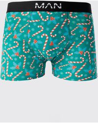 Boohoo - Christmas Candy Cane Print Boxers - Lyst