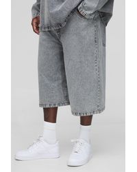 BoohooMAN - Plus Acid Wash Longline Jorts - Lyst