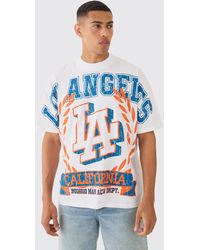 BoohooMAN - Oversized Over Seams Varsity Graphic T-shirt - Lyst