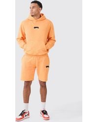 BoohooMAN - Man Washed Hooded Short Tracksuit - Lyst