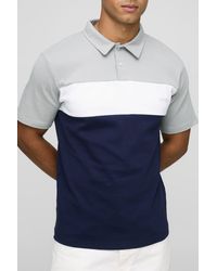 Boohoo - Slim Fit Colour Block Interlock Polo - Lyst
