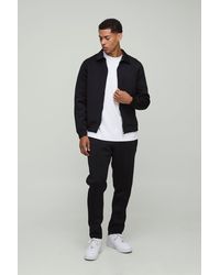 Boohoo - Regular Fit Bonded Scuba Harrington Jacket & Jogger Set - Lyst