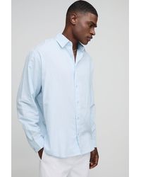 BoohooMAN - Langärmliges super Oversize Leinen-Hemd mit Kragen - Lyst
