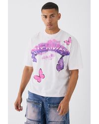 BoohooMAN - Oversized Boxy Extended Neck Large Butterfly Graphic T-shirt - Lyst