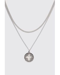 BoohooMAN - Double Layer Coin Pendant Necklace - Lyst