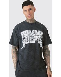 BoohooMAN - Tall Oversized Dept T-shirt In Acid Wash Grey - Lyst