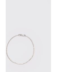 BoohooMAN - Iced Necklace In Silver - Lyst
