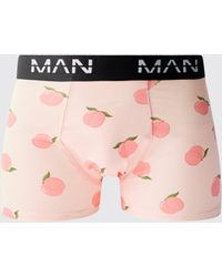 BoohooMAN - Man Peach Printed Boxers - Lyst