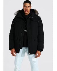 BoohooMAN Ma1 Parka With Faux Fur Hood in Black for Men - Save 75% | Lyst