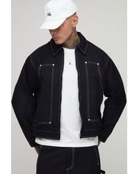 BoohooMAN - Tall Regular Fit Canvas Carpenter Panel Worker Jacket - Lyst