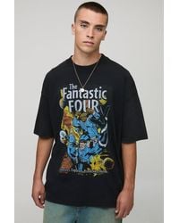 BoohooMAN - Oversized Extended Neck The Fantastic Four Acid Wash Licensed Printed T-Shirt - Lyst