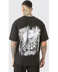 BoohooMAN - Tall Racer Dove Back Print T-shirt In Black - Lyst