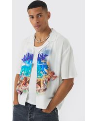 BoohooMAN - Oversized Cherub Printed Boxy Revere Shirt - Lyst